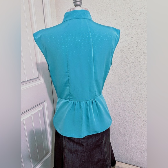 Gianni Binni Sleeveless Ruffled Pleated Business Professional Blouse Size M - Picture 4 of 11